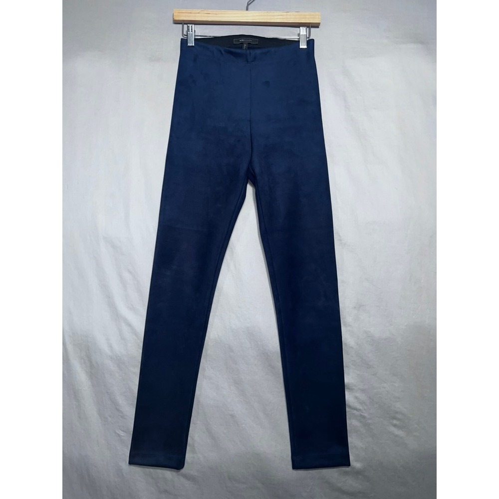 BCBGMAXAZRIA Navy Blue Faux Suede Leggings Slim Fit Pull On Pants Womens Small